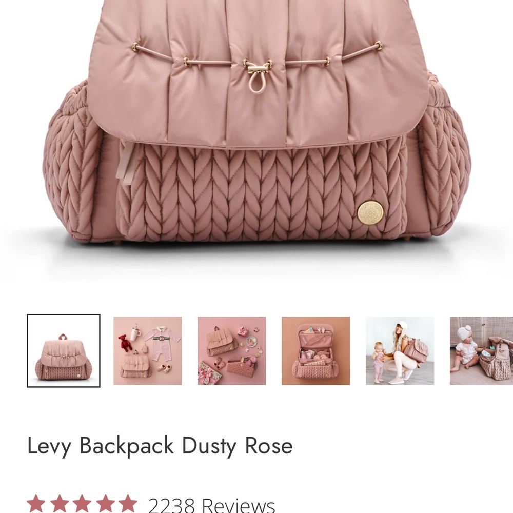Dusty Rose Quilted Women’s Backpack with Gold Accent